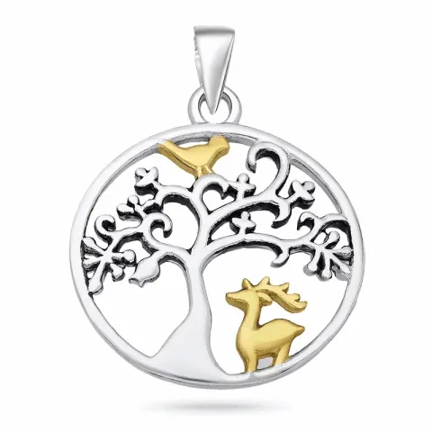 rond boom van het leven hanger in zilver en verguld sterlingzilver