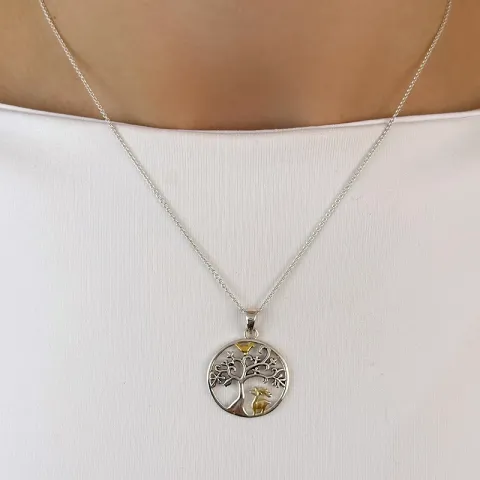 rond boom van het leven hanger in zilver en verguld sterlingzilver