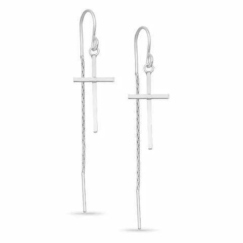 lange kruis ketting oorbellen in zilver