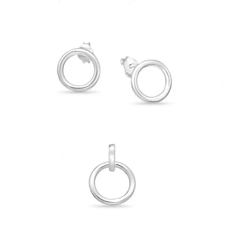 rond Set met oorbellen en hangers in zilver