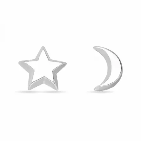 maan en ster oorsteker in zilver