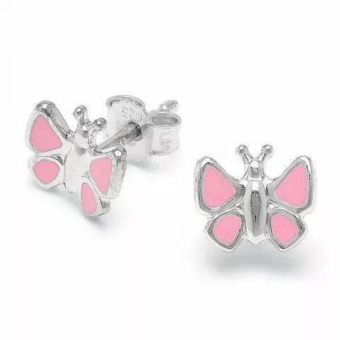 Roze vlinder oorsteker in zilver