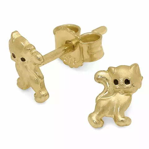 katten oorsteker in 9 karaat goud met 