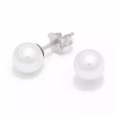 7 mm rond witte parel oorsteker in zilver