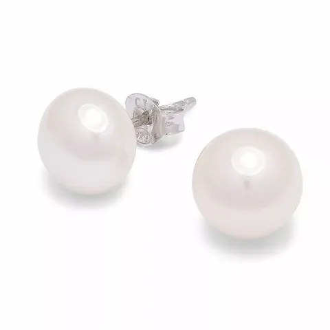 10 mm witte parel oorsteker in zilver