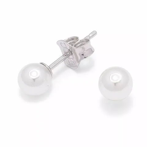 6 mm rond witte oorsteker in zilver