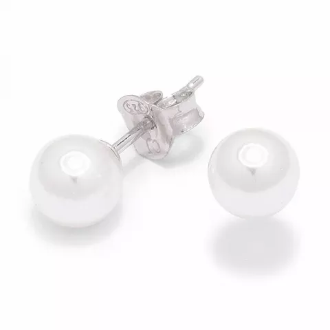 7 mm rond witte parel oorsteker in zilver