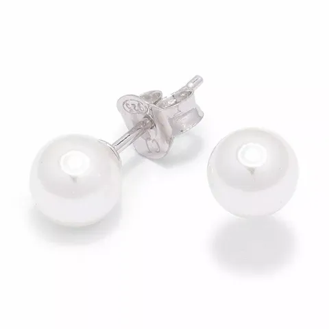 7 mm rond witte parel oorsteker in zilver
