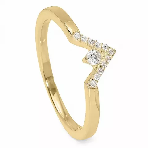 Elegant V zirkoon ring in 9 karaat goud