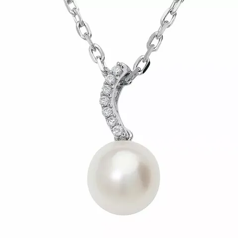 parel hanger in 9 karaat witgoud