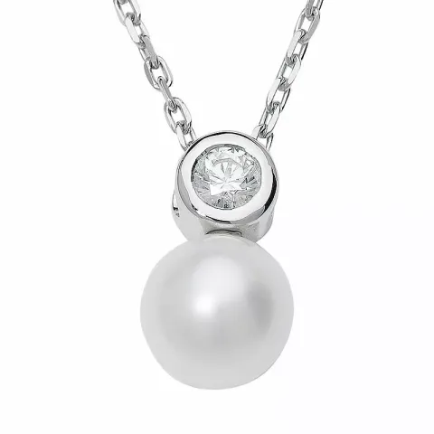 rond parel hanger in 9 karaat witgoud