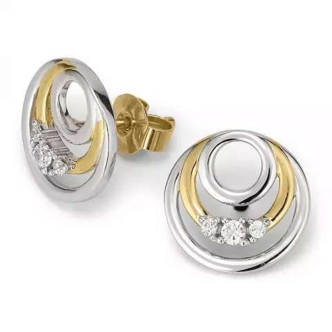 Cirkel oorsteker in 9 karaat goud en witgoud met zirkoon