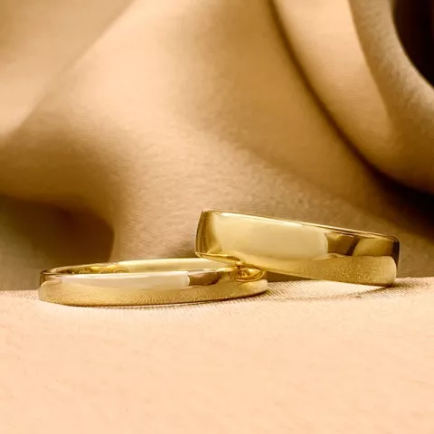 3 en 5 mm trouwringen in 9 karaat goud - set