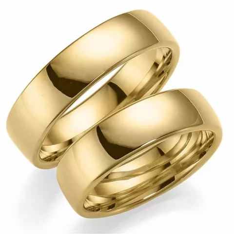 Brede 6 mm trouwringen in 14 karaat goud - set