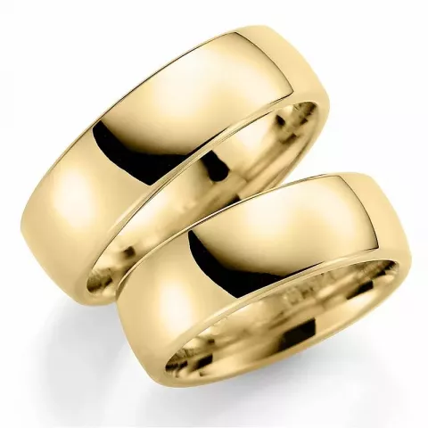 Brede 7 mm trouwringen in 9 karaat goud - set