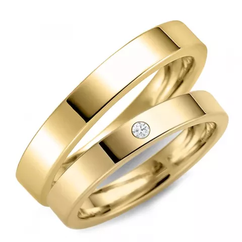 3 mm diamant trouwringen in 14 karaat goud - set