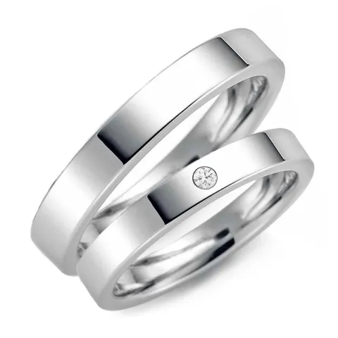 3 mm diamant trouwringen in 9 karaat witgoud - set