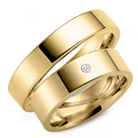5 en 6 mm diamant trouwringen in 9 karaat goud - set