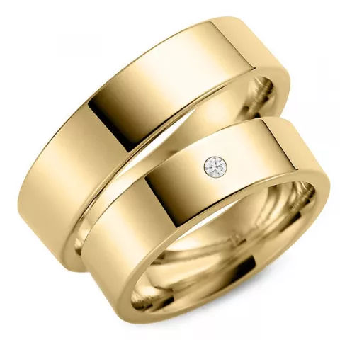 6 mm diamant trouwringen in 9 karaat goud - set