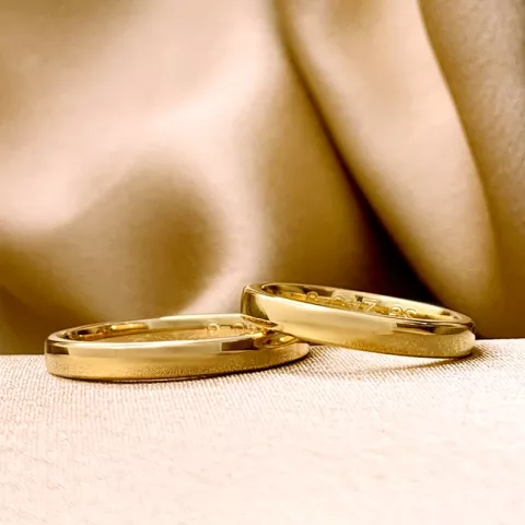 Smal 3 mm trouwringen in 9 karaat goud - set