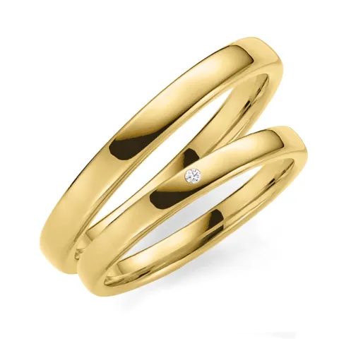 3 mm diamant trouwringen in 9 karaat goud 0,02  ct - set