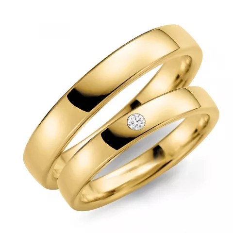 4 mm diamant trouwringen in 9 karaat goud - set