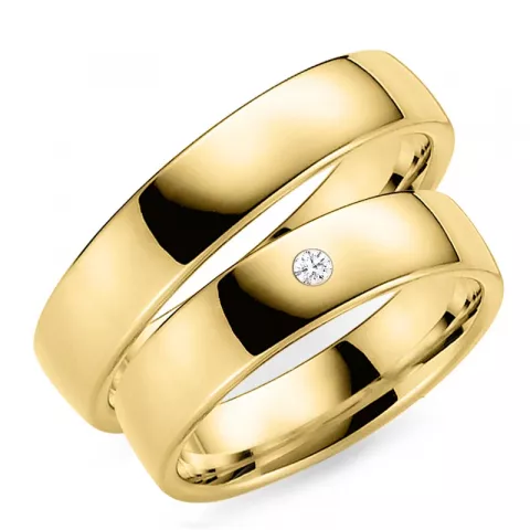 5 en 6 mm diamant trouwringen in 14 karaat goud - set