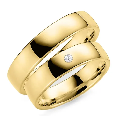 5 mm trouwringen in 9 karaat goud 0,03 ct - set