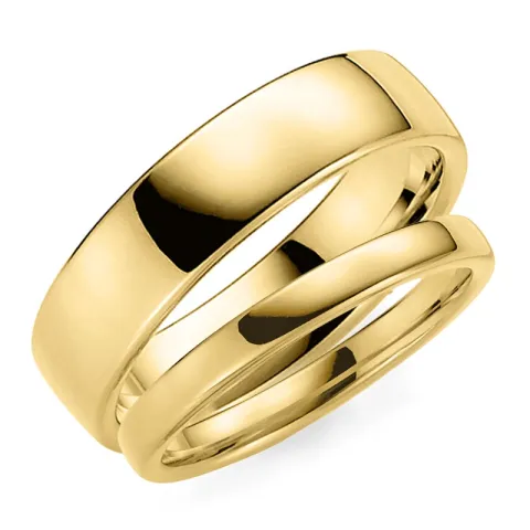 6 en 3 mm trouwringen in 9 karaat goud - set