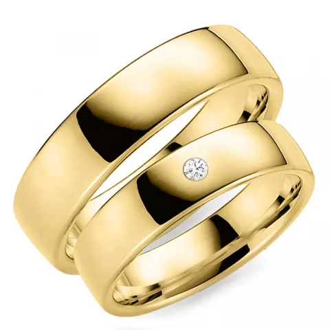 6 mm diamant trouwringen in 14 karaat goud - set