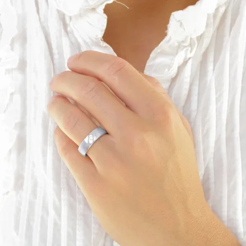 6 mm diamant trouwringen in 9 karaat witgoud - set