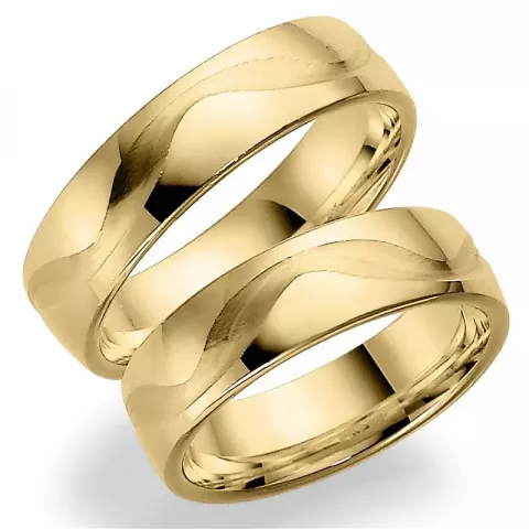 Patroon 6 mm trouwringen in 14 karaat goud - set