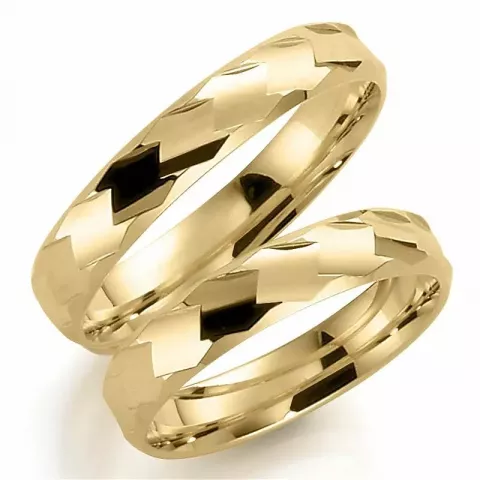 Patroon 4 mm trouwringen in 9 karaat goud - set