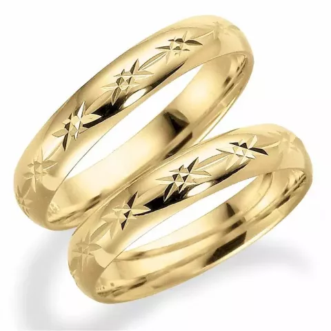 Patroon 4 mm trouwringen in 14 karaat goud - set