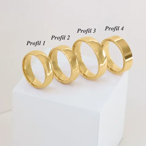6 mm trouwringen in 14 karaat goud 0,03 ct - set