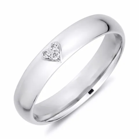 4 mm hart diamant trouwring in 14 karaat witgoud 0,01 ct