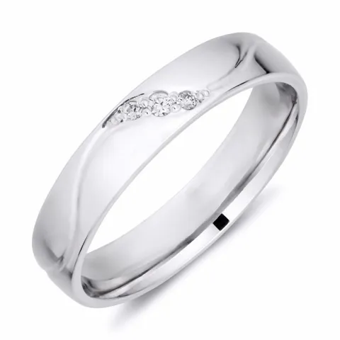 4 mm diamant trouwring in 9 karaat witgoud 0,008 ct en 0,015 ct