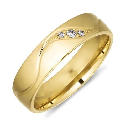5 mm trouwring in 9 karaat goud 0,008 ct en 0,02 ct