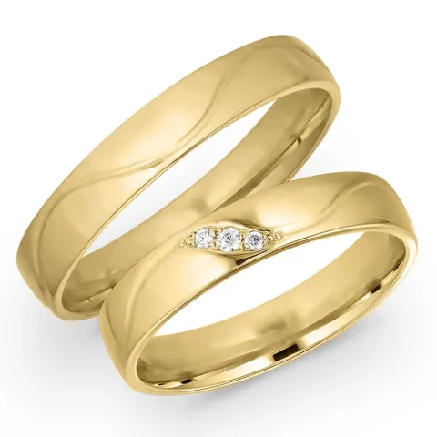 4 mm trouwringen in 14 karaat goud 0,008 ct en 0,015 ct - set