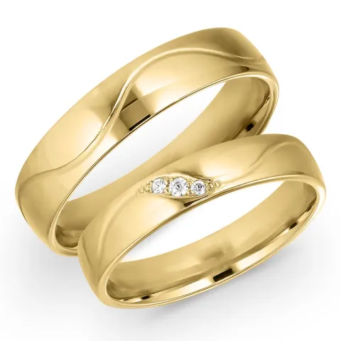 5 en 4 mm diamant trouwringen in 9 karaat goud 0,008 ct en 0,015 ct ct - set