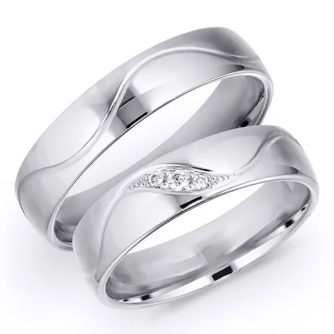 5 mm diamant trouwringen in 14 karaat witgoud 0,008 ct en 0,02 ct - set