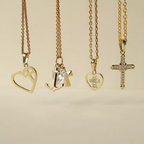 Geloof-hoop-liefde witte zirkoon hanger in 9 karaat goud
