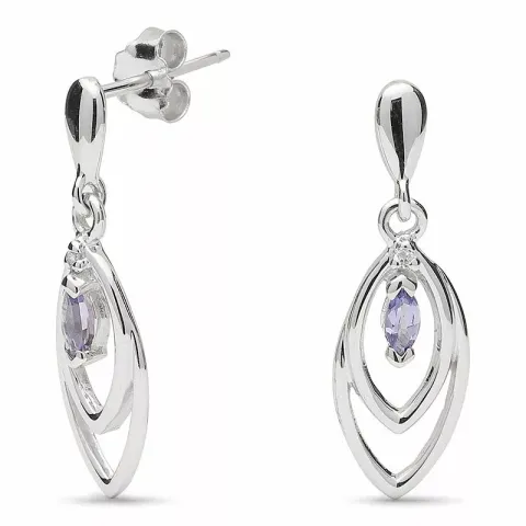 Ovaal diamant oorbellen in 9 karaat witgoud met tanzanite en diamanten 