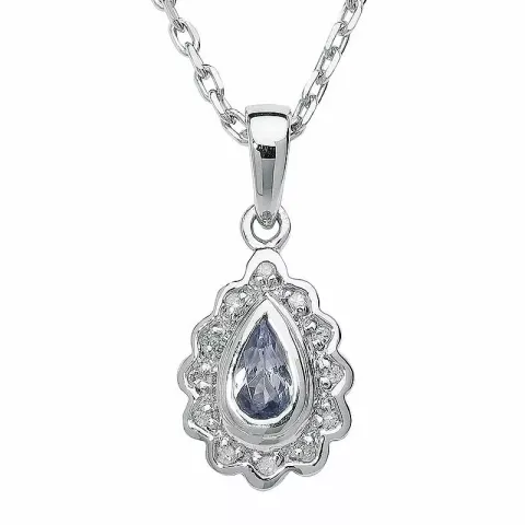 druppelvormig tanzanite hanger in 9 caraat witgoud 0,039 ct