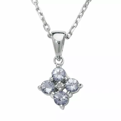 bloem tanzanite hanger in 9 caraat witgoud 0,006 ct