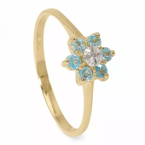 bloem topaas diamant ring in 9 karaat goud  0,005 ct