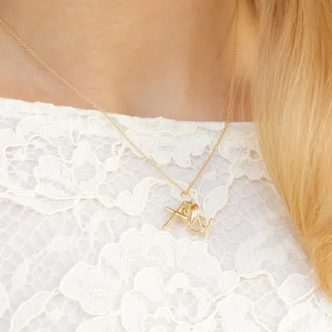 geloof-hoop-liefde ketting in verguld sterlingzilver met hanger in 9 karaat goud - Amoré