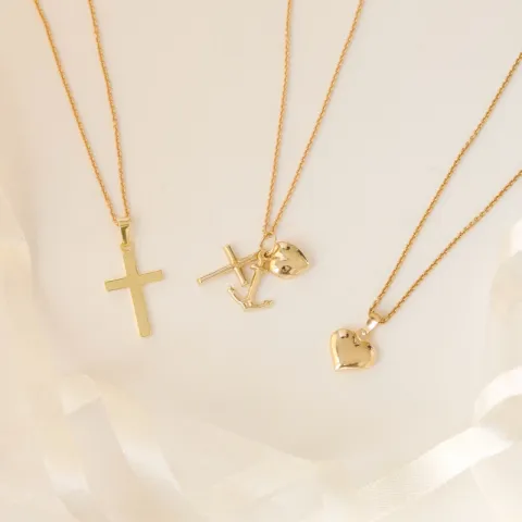 geloof-hoop-liefde ketting in verguld sterlingzilver met hanger in 9 karaat goud - Amoré