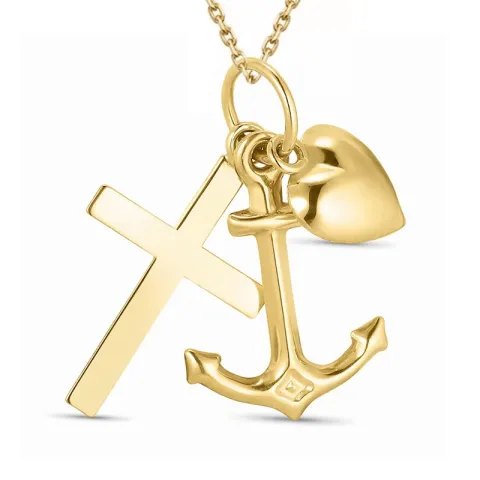 geloof-hoop-liefde ketting in verguld sterlingzilver met hanger in 9 karaat goud - Amoré