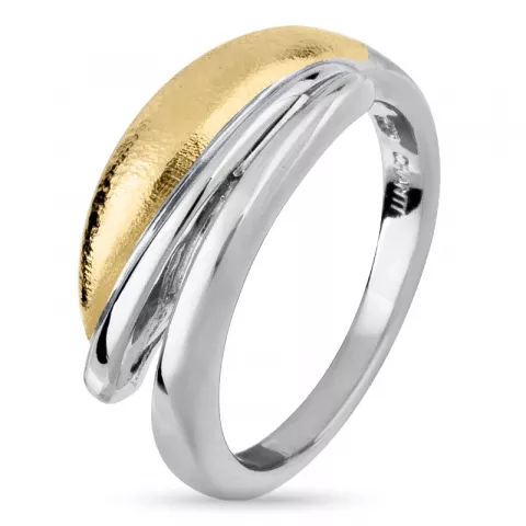Elegant abstract ring in zilver met verguld sterlingzilver